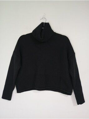 Madewell Black Turtleneck Sweater Womens Size S Wool Blend Chunky Knit